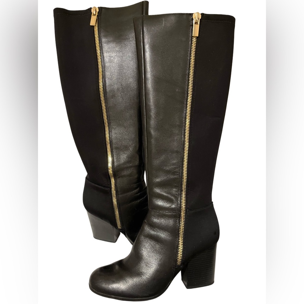 Bar III Black Leather Knee High Boots